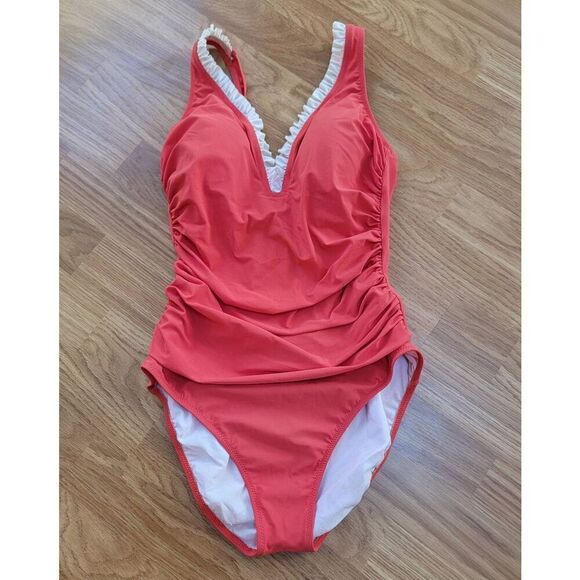 Profile By G Ruffle V-Neck Tummy Control One-Piece 10 - Picture 1 of 8